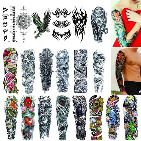 Temporary arm sleeve tattoos - Wristband tattoos, armlet tattoos, bracelet tattoos and even the eye-catching arm sleeve - with a temporary band tattoo, the sky's the limit. From tribal designs to the Celtic knot, these tattoos can symbolize strength, spirituality or courage.